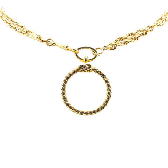 CHANEL Authentic Vintage Gold Logo Necklace